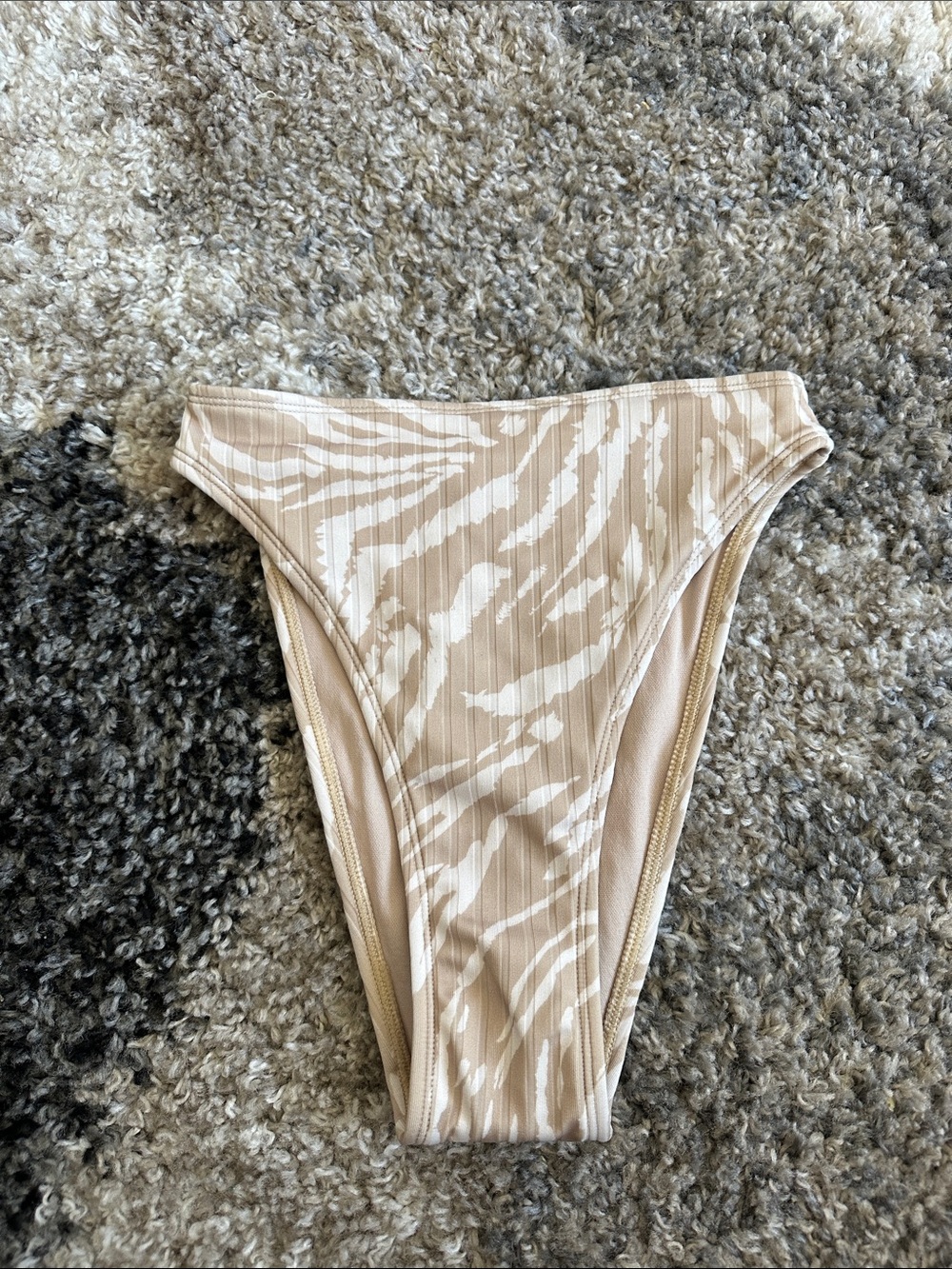 wild fable Beige and White Zebra-Print Bikini Bottom